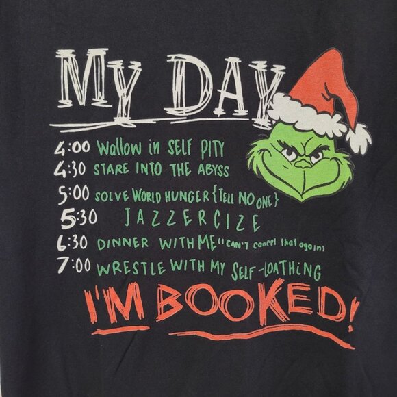 Gildan Grinch Shirt Christmas Schedule Tee Shirt Black Womens Medium My Day - Picture 2 of 5